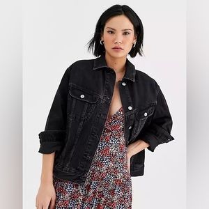 TOPSHOP moto - Black jeans coat